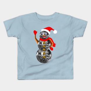 Disco Ball Christmas Snowman Kids T-Shirt